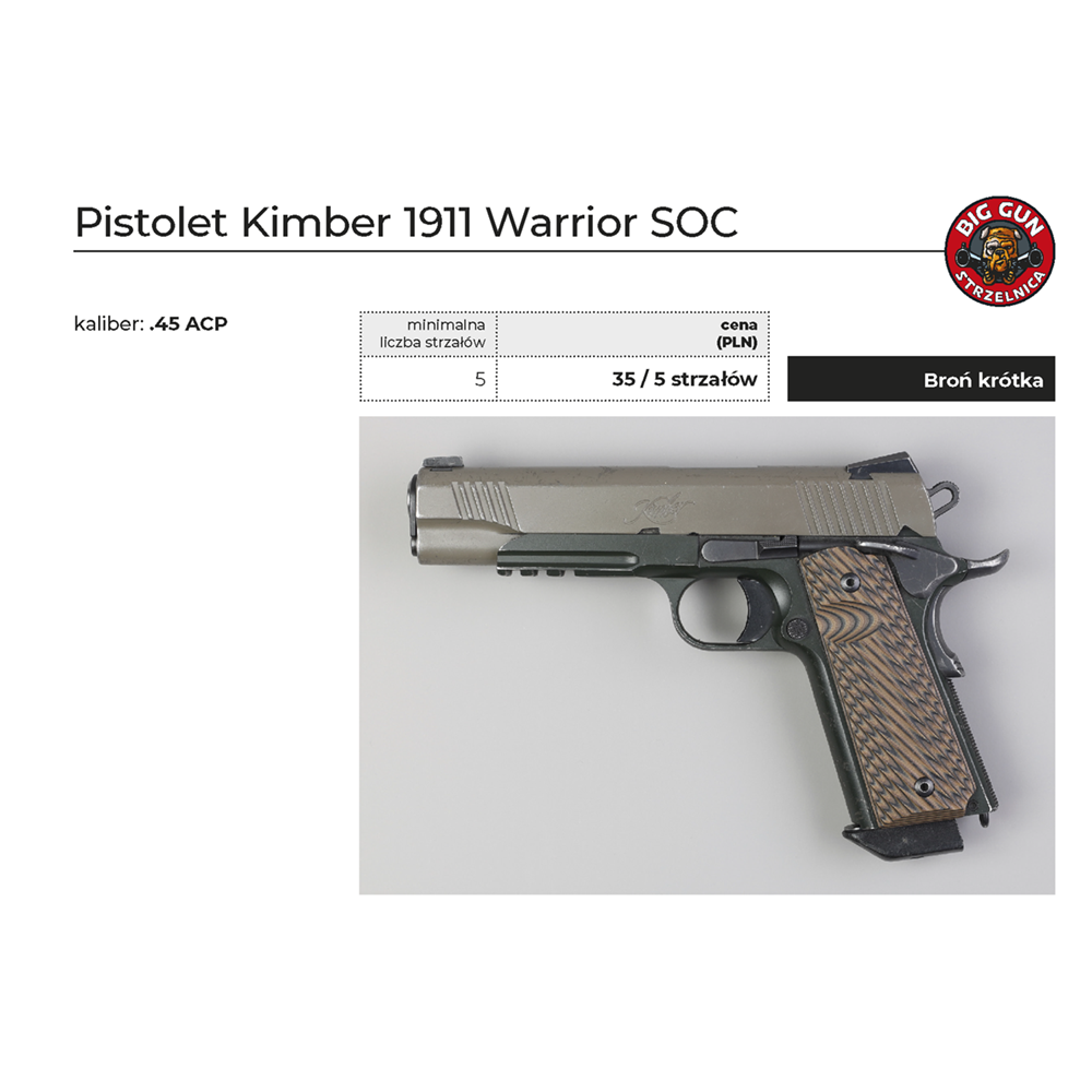 Pistolet Kimber 1911 Warrior SOC